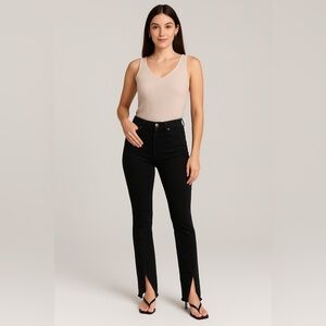 Abercrombie & Fitch Black High Rise Jeans Flared Split Hem Edgy Modern - Size 25